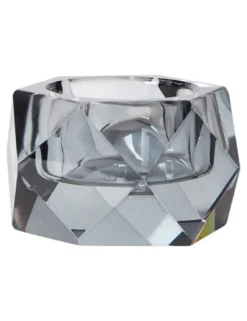 Krystal fyrfadsstage 6x4 cm glas mørk grå
