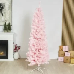 Kunstigt lyserødt juletræ u/lys - H1,8m