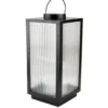 Lanterne med riflet glas og LED bloklys. H28 cm