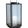 Lanterne med riflet glas og LED bloklys H48 cm.