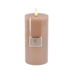 La Vida LED Bloklys m. statisk flamme - Champagne H15xØ7,4 cm