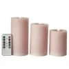 LED bloklys flad top 3-pak D7,5x10/12,5/15 fjernbetjening rosa