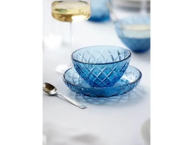 Lyngby Glas Sorrento skål Dia 12 cm 4 stk Blå