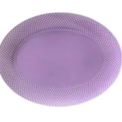Lyngby Porcelæn Rhombe ovalt fad 35x26,5 cm lys lilla