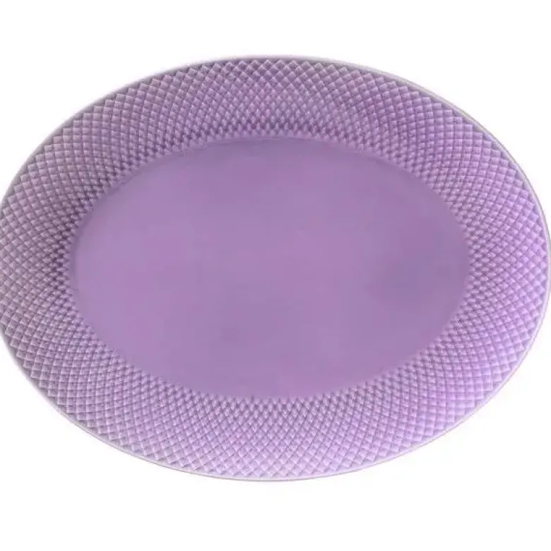 Lyngby Porcelæn Rhombe ovalt fad 35x26,5 cm lys lilla