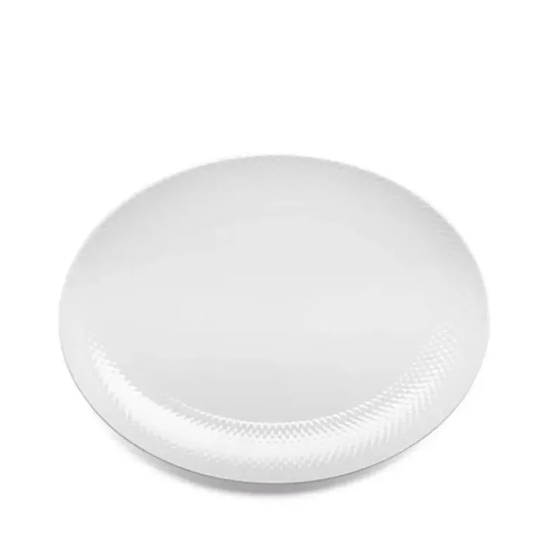 Lyngby Porcelæn Rhombe Ovalt serveringsfad 35x26,5 cm hvid
