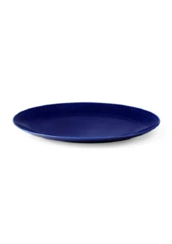 Lyngby Porcelæn Rhombe ovalt serveringsfad 35x26,5 mørke blå