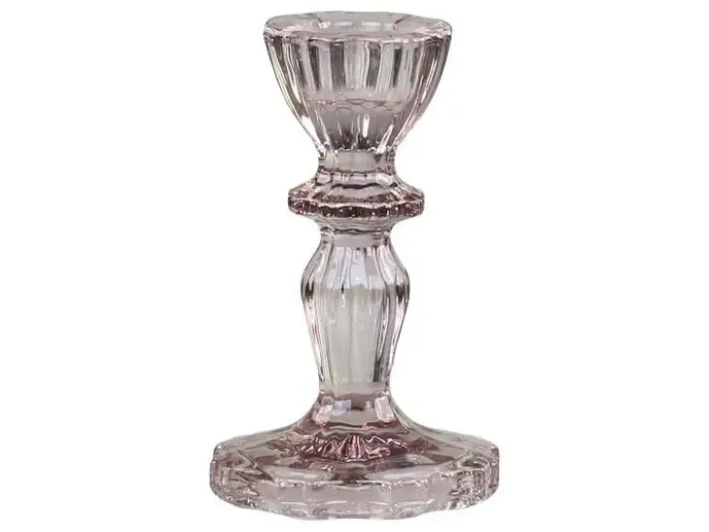 Lysestage m. blondekant Taupe H. 10 cm