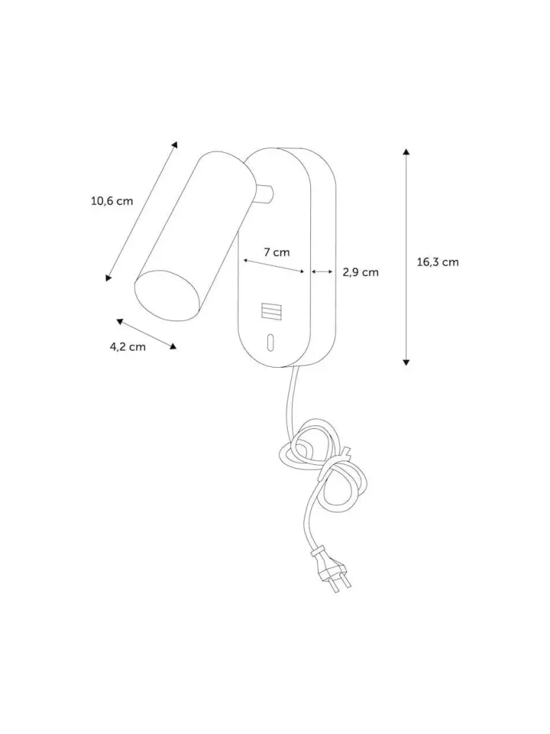 Nielsen Light Ego Væglampe med USB stik og lysdæmper Sort