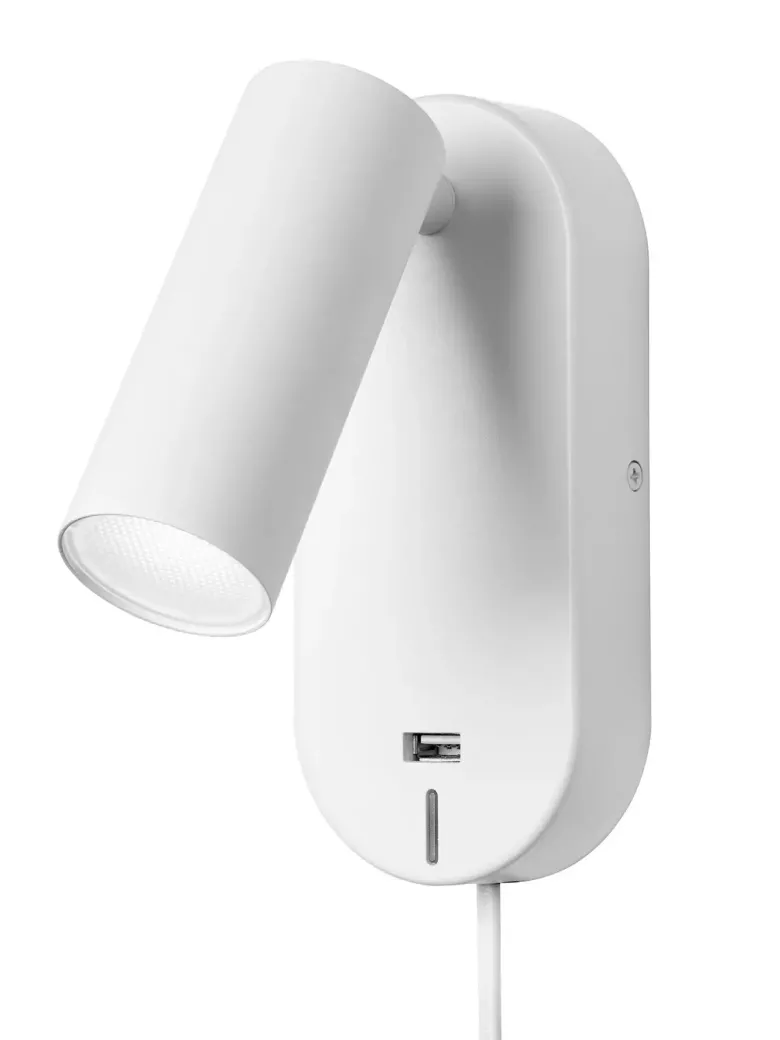 Nielsen Light Ego Væglampe med USB stik og lysdæmper Hvid