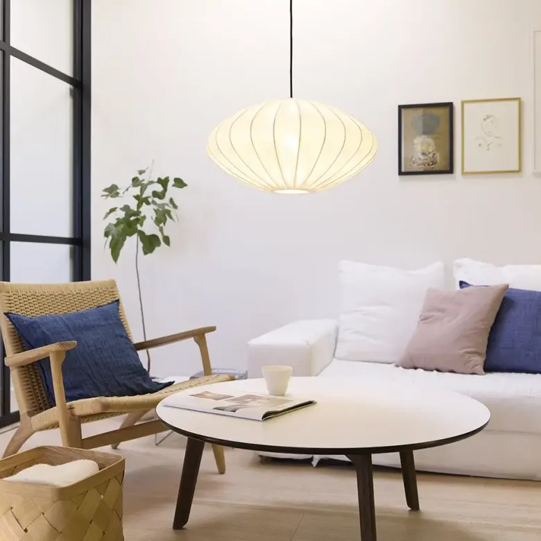 Nielsen Light Jasmin Pendel Hvid Ø50 cm m.Sort stofledning