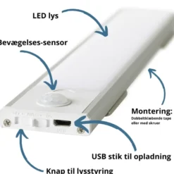Nielsen Light Sense LED Lysbar Genopladelig med sensor