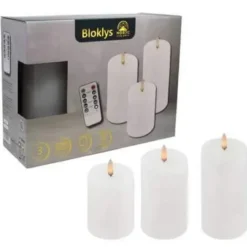 Nordic Glow LED Bloklys hvid 3-pak