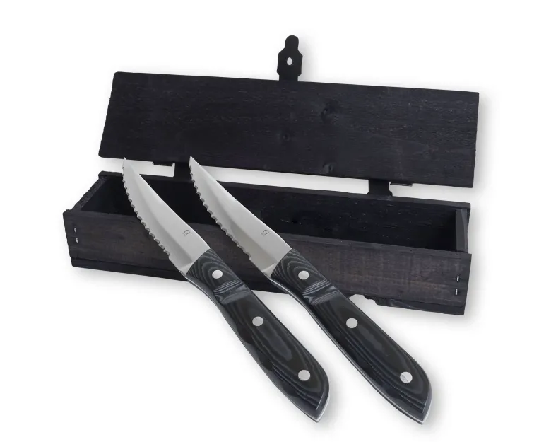 Old Farmer Black Steakkniv XL 2 stk sort/stål