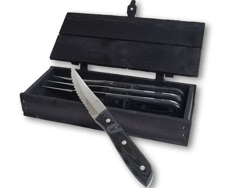 Old Farmer Black Steakkniv XL 4 stk sort/stål