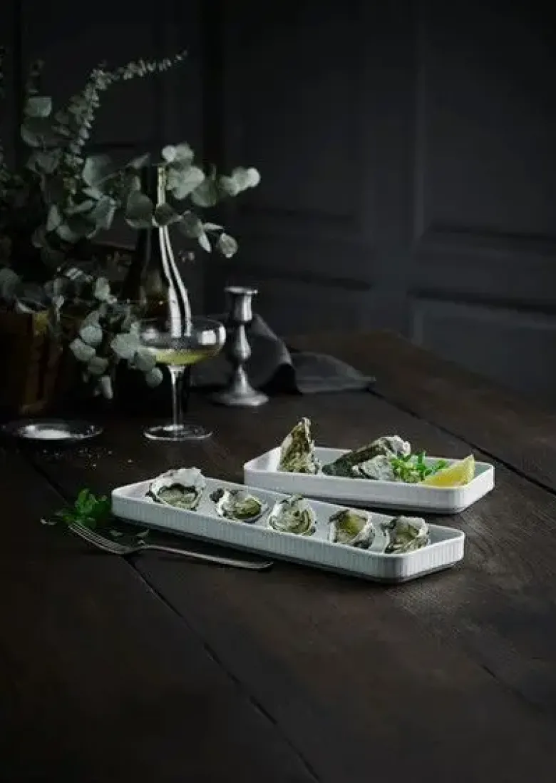 Pillivuyt Plissé Fad rektangulært 24 x 12 cm Hvid