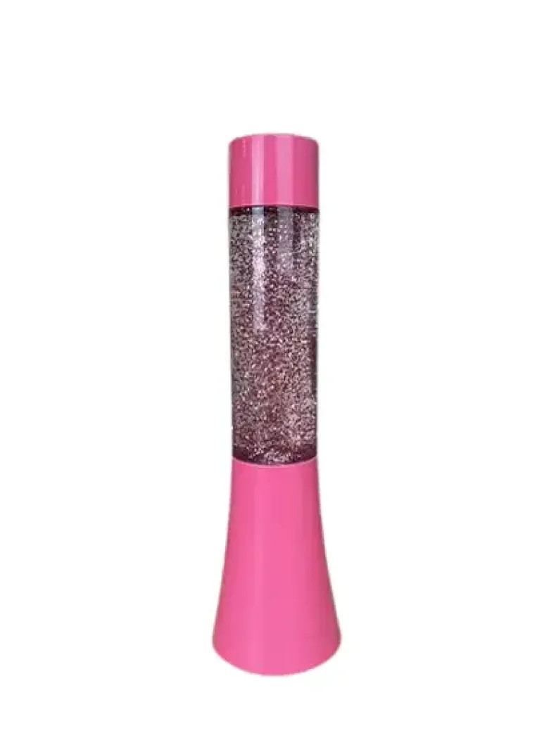 Pink Glitterlampe til batteri