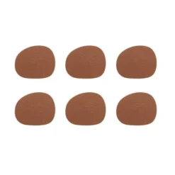 Raw coaster recycled læder Cinnamon brown 6 stk