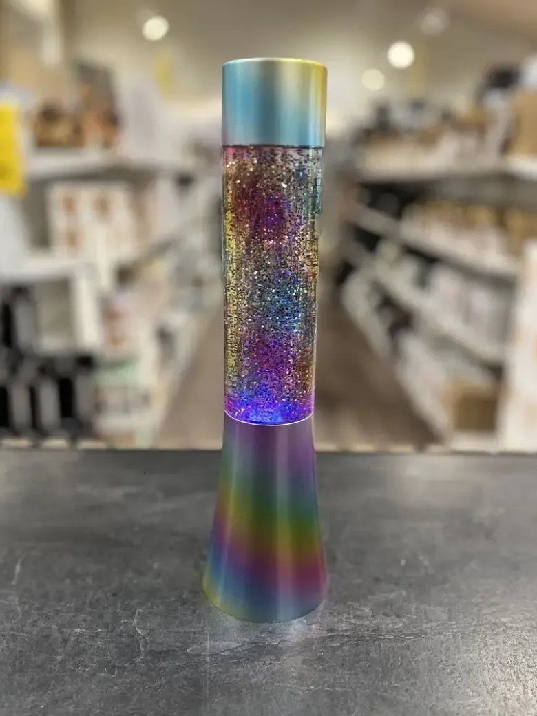 Regnbue glitterlampe til batteri