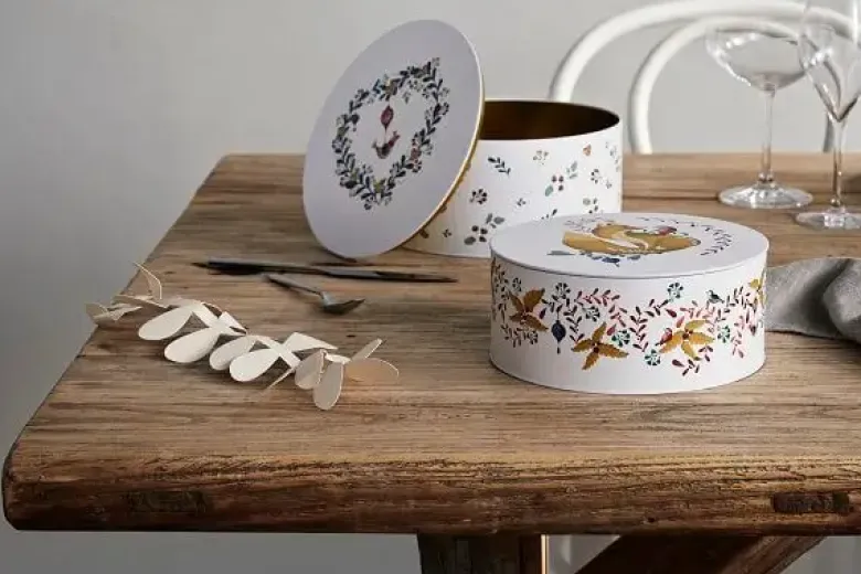 Rosendahl Kagedåse GC Cottage Opbevaringsdåse Ø20 cm./Ø22 cm. hvid m. deko 2 stk.