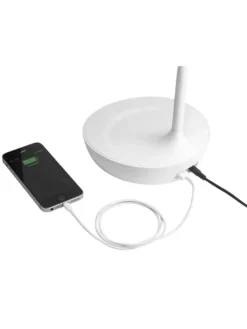 Samba skrivebordslampe med USB stik og lysdæmper Hvid