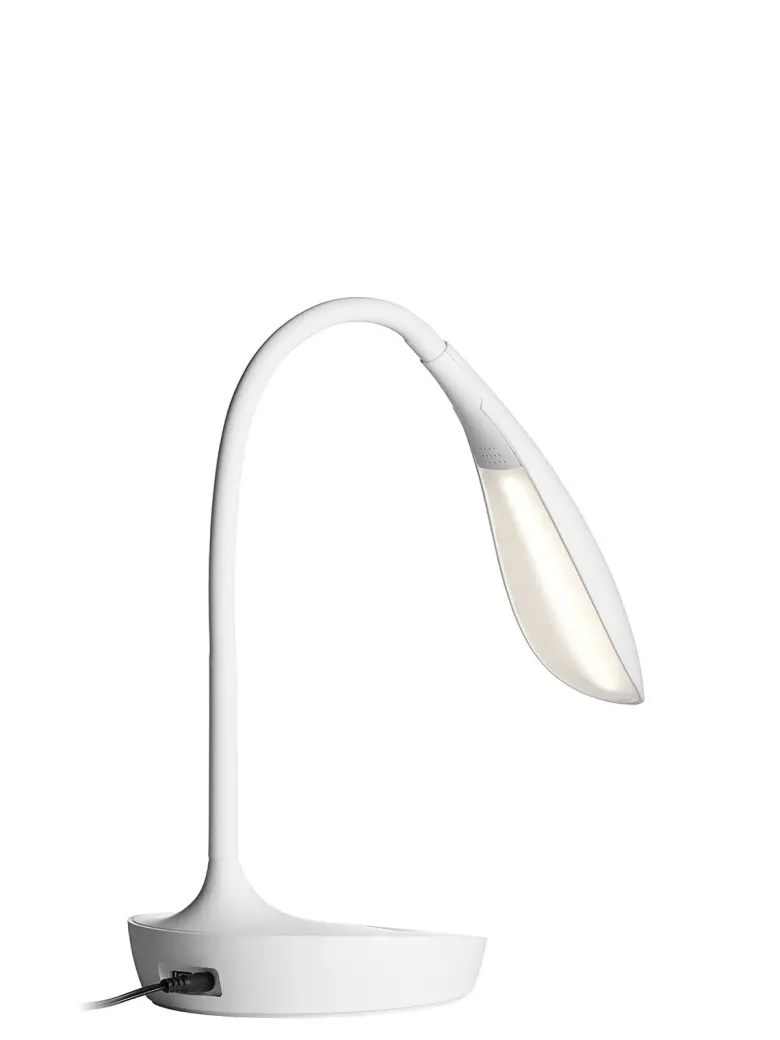 Samba skrivebordslampe med USB stik og lysdæmper Hvid