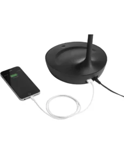 Samba skrivebordslampe med USB stik og lysdæmper Sort