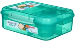 Sistema - Bento Lunch 1.65L aqua- Opdelt madkasse inkl bæger