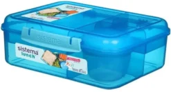 Sistema Bento Lunch 1.65L blå- Opdelt madkasse inkl bæger