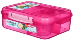 Sistema Bento Lunch 1.65L pink/pink- Opdelt madkasse inkl bæger