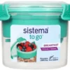 Sistema Breakfast To Go 530 støvet grøn - Beholder inkl ske og indsats