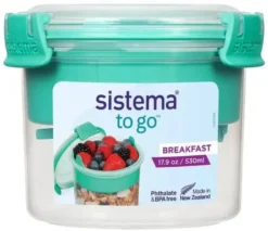 Sistema Breakfast To Go 530 støvet grøn - Beholder inkl ske og indsats