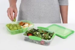 Sistema Lunch Stack Rectangle grøn/mint opdelt flip madkasse