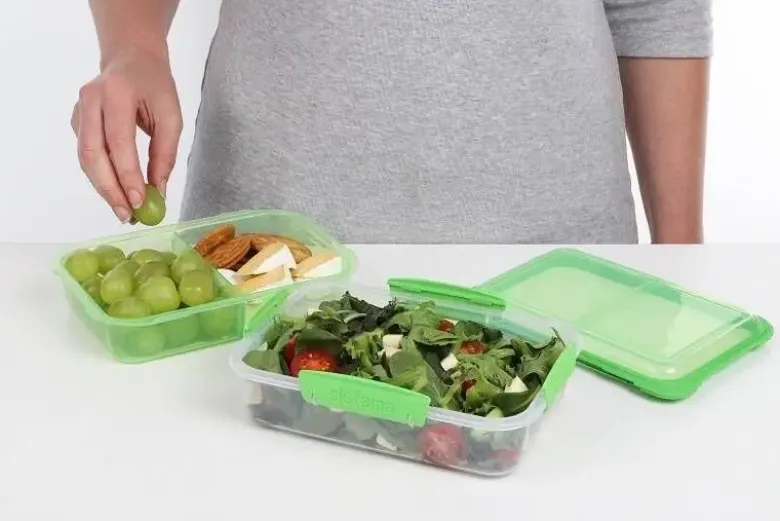 Sistema Lunch Stack Rectangle grøn/mint opdelt flip madkasse