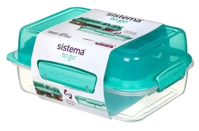 Sistema Lunch Stack Rectangle grøn/mint opdelt flip madkasse