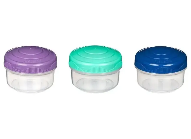 Sistema mini bites beholdere 3 stk lilla aqua og mørkeblå låg