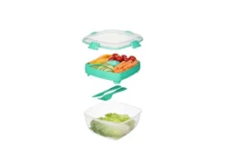 Sistema Salad To Go 1.1L Aqua opdelt bøtte inkl bestik
