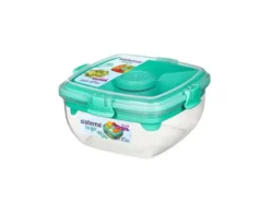 Sistema Salad To Go 1.1L Aqua opdelt bøtte inkl bestik