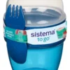 Sistema Snack Capsule To Go 515 ml mørke blå - To bøtter i én inkl ske/gaffel
