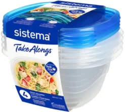 Sistema TakeAlongs Deep Square opbevaringsbokse 4 pack 1,2L