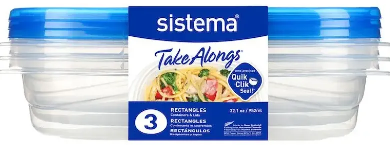 Sistema TakeAlongs Rectangle opbevaringsbokse 3 pack 952 ml