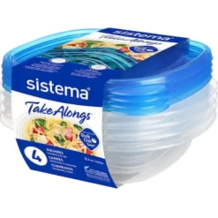 Sistema TakeAlongs Square opbevaringsbokse 4 Pack 669 ml