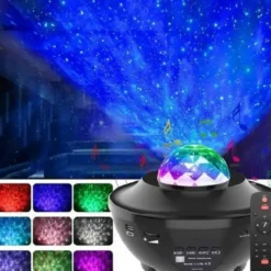 Stjerne projektorlampe med Bluetooth højtaler og fjernbetjening