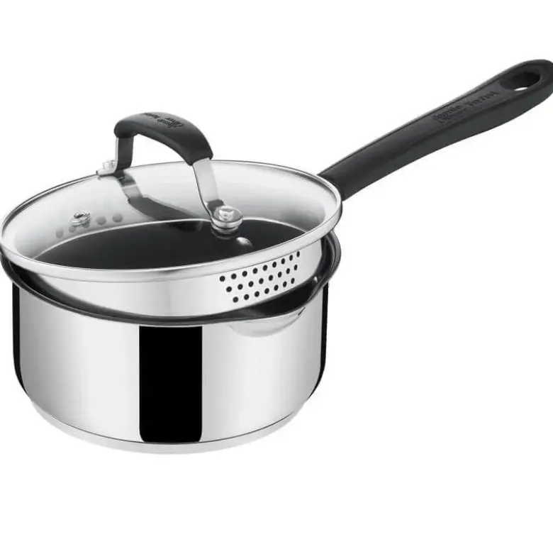 Tefal Jamie Oliver Quick & Easy SS kasserolle med glaslåg og indbygget sigte Ø16 cm / 1,4 liter