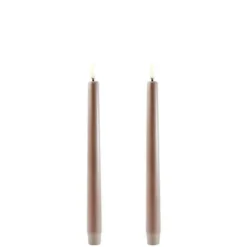 UYUNI LED 2-pak Kronelys m. 3D flamme 25 cm Sandstone