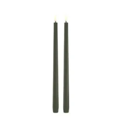 UYUNI LED 2-pak Kronelys m. 3D flamme 32cm Oliven green