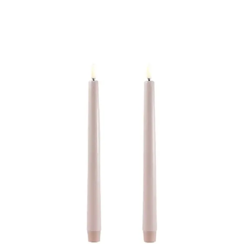 UYUNI LED 2-pak Kronelys m. 3D flamme 25 cm Beige