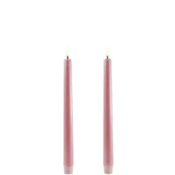 UYUNI LED 2-pak Kronelys m. 3D flamme 25 cm Dusty rose