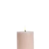 UYUNI LED Pillar Bloklys m. 3D flamme Ø7.8x10 cm Dusty Rose