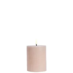 UYUNI LED Pillar Bloklys m. 3D flamme Ø7.8x10 cm Beige